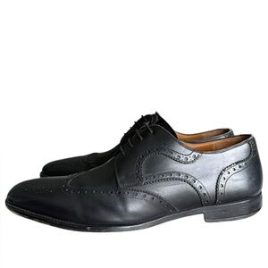 Magnanni Mens Shoes  Size 10  Brogue Wingtip Black Leather Derby Oxford 13974